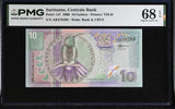 Suriname 10 Gulden 2000 P 147 Superb Gem UNC PMG 68 EPQ ,TDLR , TOP POP