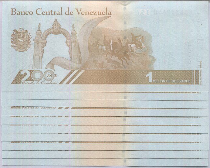 Venezuela 1 Million 1000000 Bolivares 2020/2021 P 114 UNC Lot 20 Pcs 1/5 BUNDLE