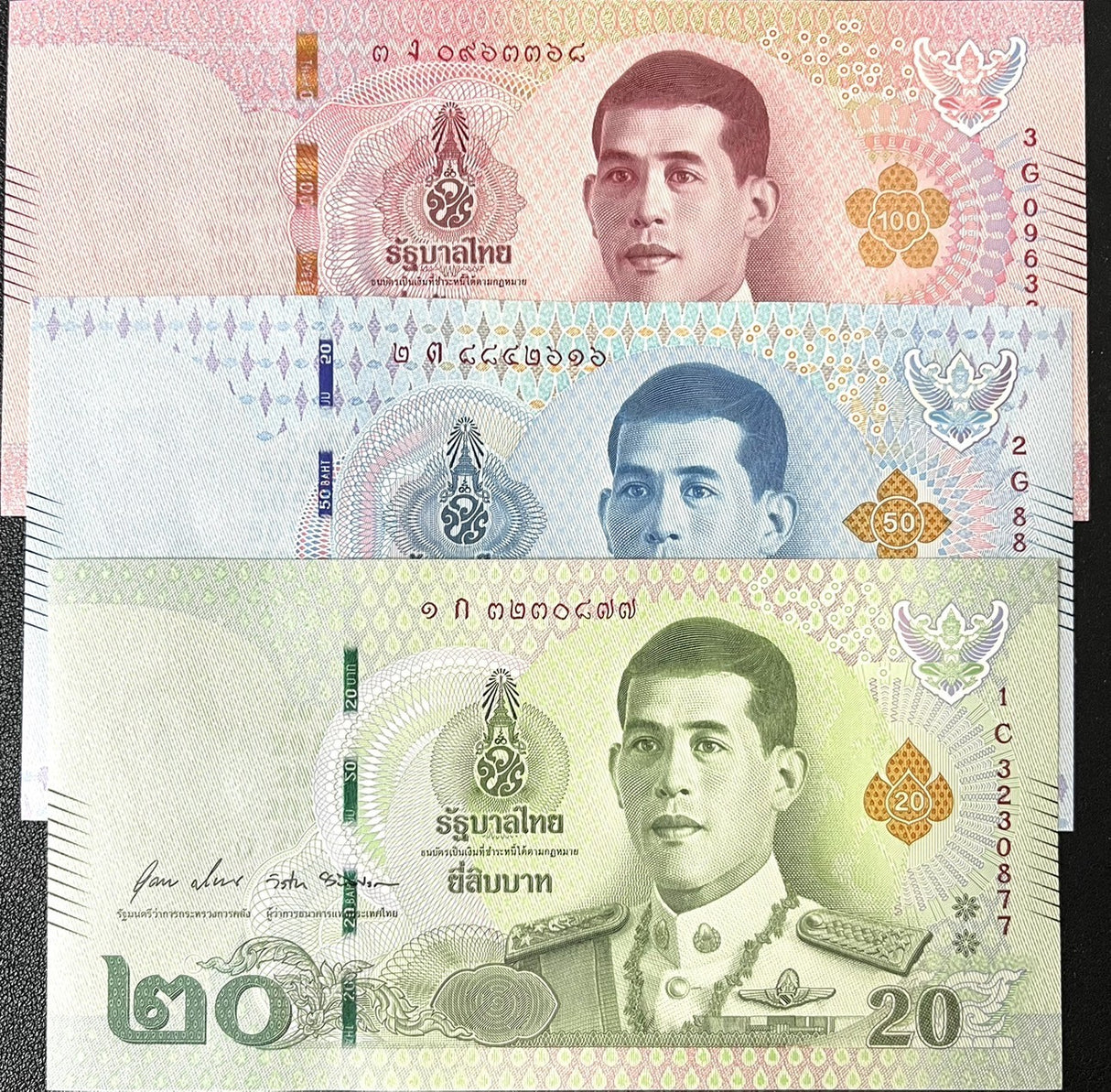 Thailand Set 3 UNC 20 50 100 Baht ND 2018 P 135 136 137 2nd TYPE Random Sign