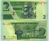 Zimbabwe 2 dollars 2019 P 101 UNC,Torch of Independence monument, Parliament Hou