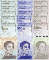 Venezuela Set 3 X LOT 5=15 UNC 200000-1 Million Bolivares 2020/2021 P 112-P 114