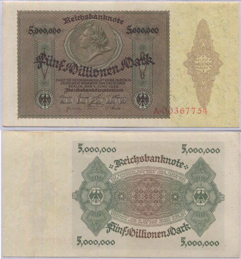 Germany 5000000 5 Million Mark 1923 P 90 UNC