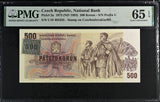 Czech Republic 500 Korun 1973 ND 1993 P 2 a Gem UNC PMG 65 EPQ
