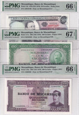 Mozambique Set 3; 50 100 500 Escudos 1970 P 116-118 Superb Gem UNC PMG 66 67 EPQ