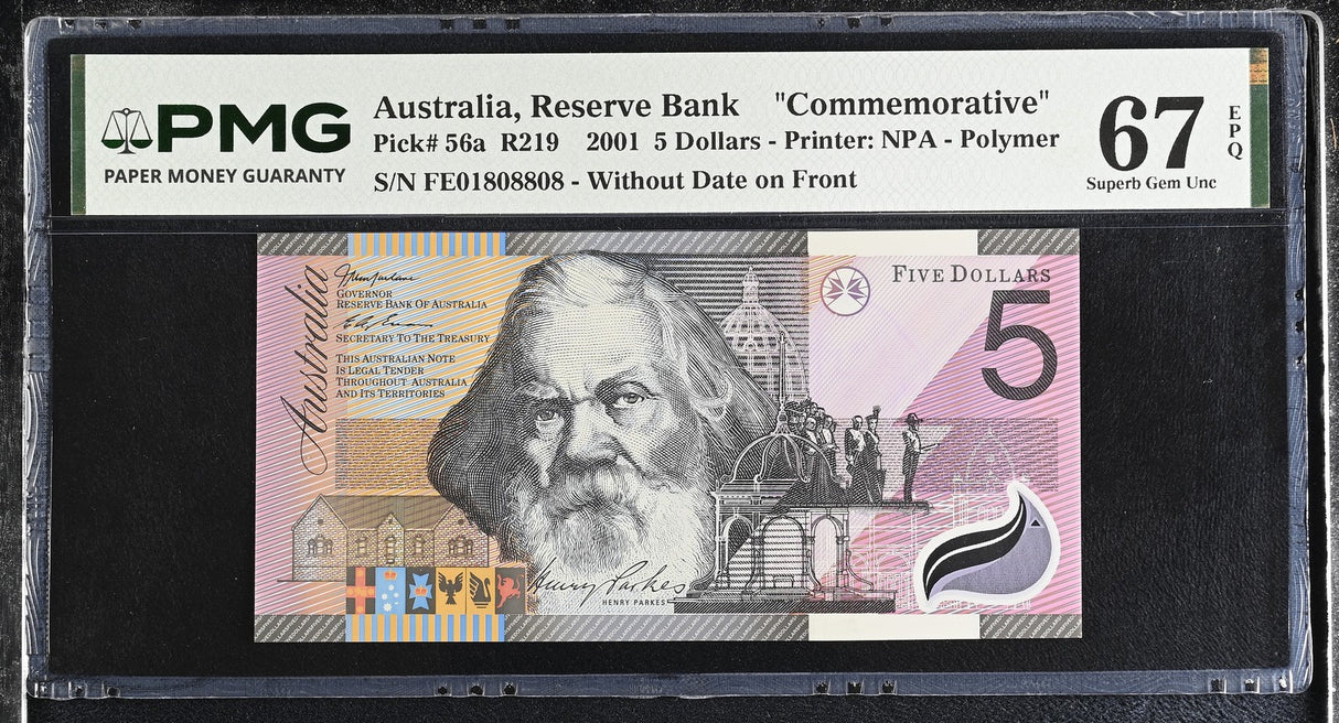 Australia 5 Dollars 2001 P 56 ROTATOR 808808 RADAR Superb Gem UNC PMG 67 EPQ