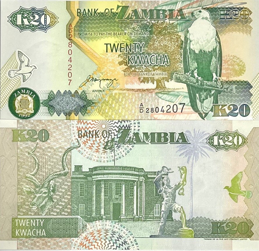 Zambia 20 Kwacha 1992 P 36 b UNC