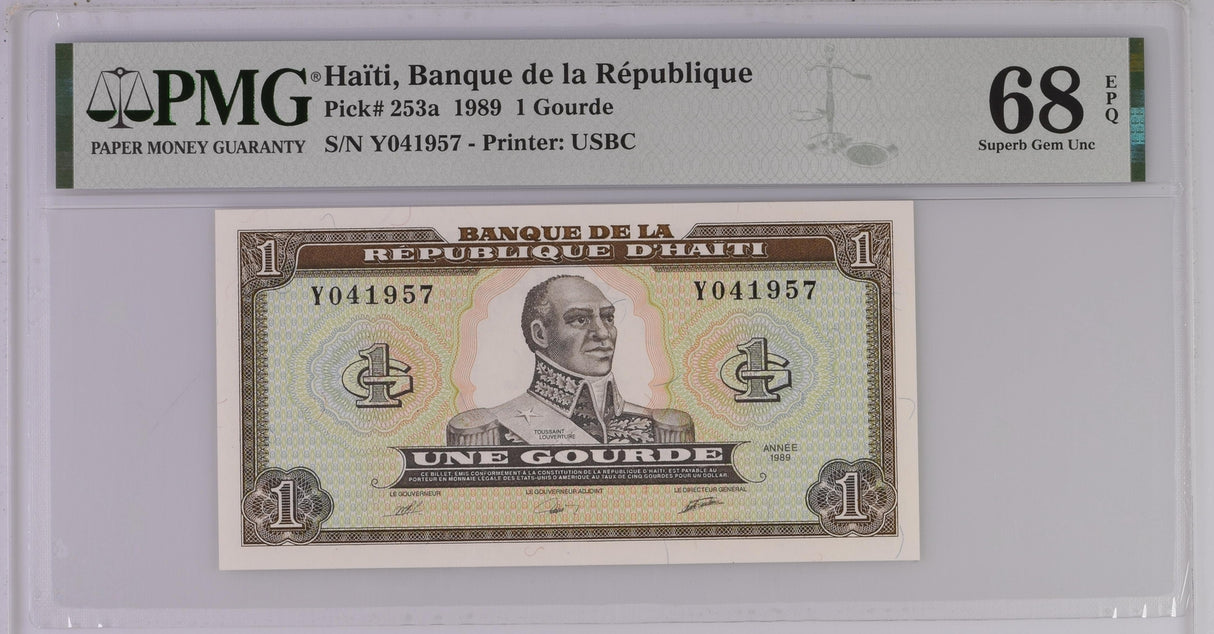 Haiti 1 Gourde 1989 P 253 a Superb Gem UNC PMG 68 EPQ