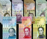 Venezuela Set 7 x LOT 3 =21 UNC 500 1000 2000-100000 Bolivares 2017 P 94 - 100