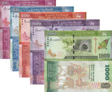 Sri Lanka Set 5 UNC 20 50 100 500 1000 Rupees 2022 P 123 124 125 126 127
