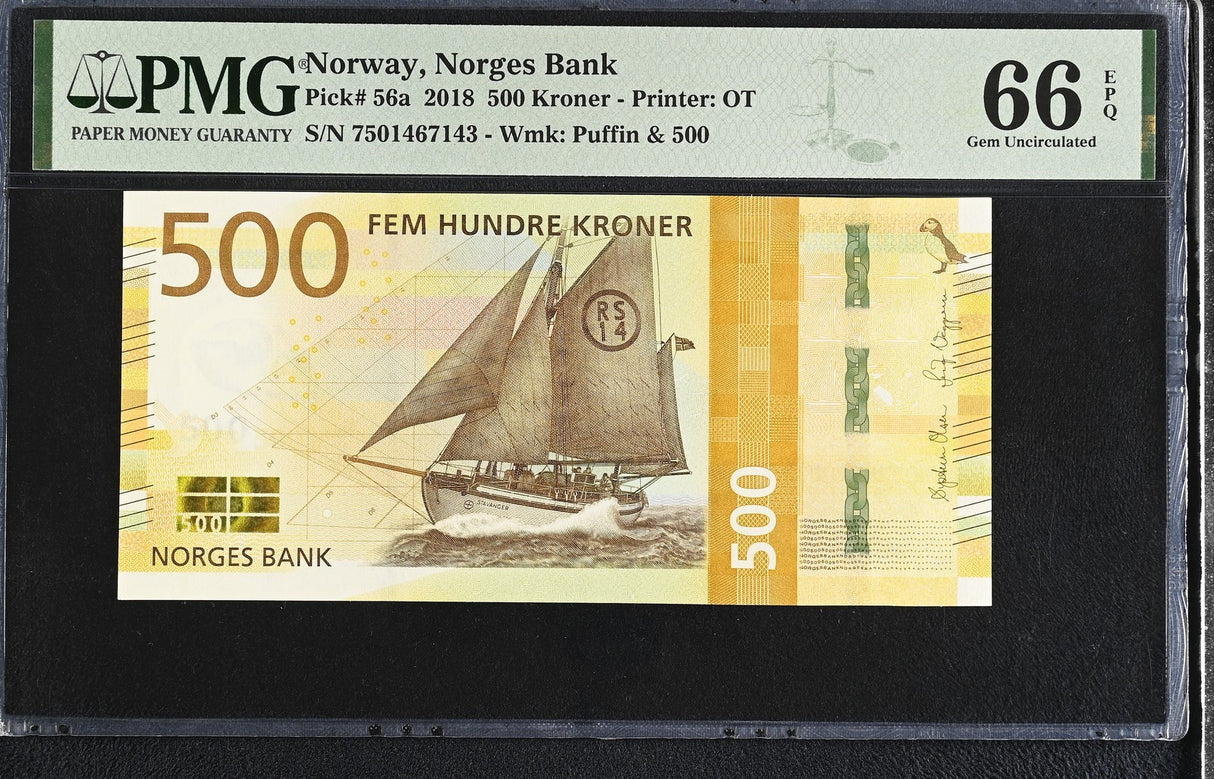 Norway 500 Kroner 2018 P 56 a Gem UNC PMG 66 EPQ