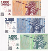 Argentina Set 3 PCS 1000 2000 5000 Chachos 2024  La Rioja Province UNC
