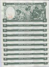 Eritrea 1 Nakfa 1997 P 1 UNC LOT 10 PCS Bush school Students ,Girls and Camel