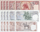 THAILAND SET 3 X 5 LOTS = 15 UNC 10 20 100 Baht P 87 88 89 RANDOM / MIXED SIGN