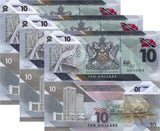 Trinidad & Tobago 10 Dollars 2020/2021 Polymer P 62 UNC LOT 3 PCS