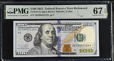 United States 100 Dollars USA 2021 P 555 E Richmond Superb Gem UNC PMG 67 EPQ