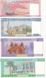 Djibouti Set 4 PCS 1000 2000 5000 100000 Francs Radom Sign P 42 43 44 P 45 UNC