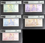 Thailand Set 5; 20 50 100-1000 Baht 2017 P 130 -134 Superb Gem UNC PMG 67 68 EPQ