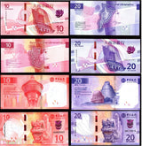 Macau SET 4 UNC 10 20 Patacas 2024 2020 P 90 91 129 130 NEW BOC BNU Lion