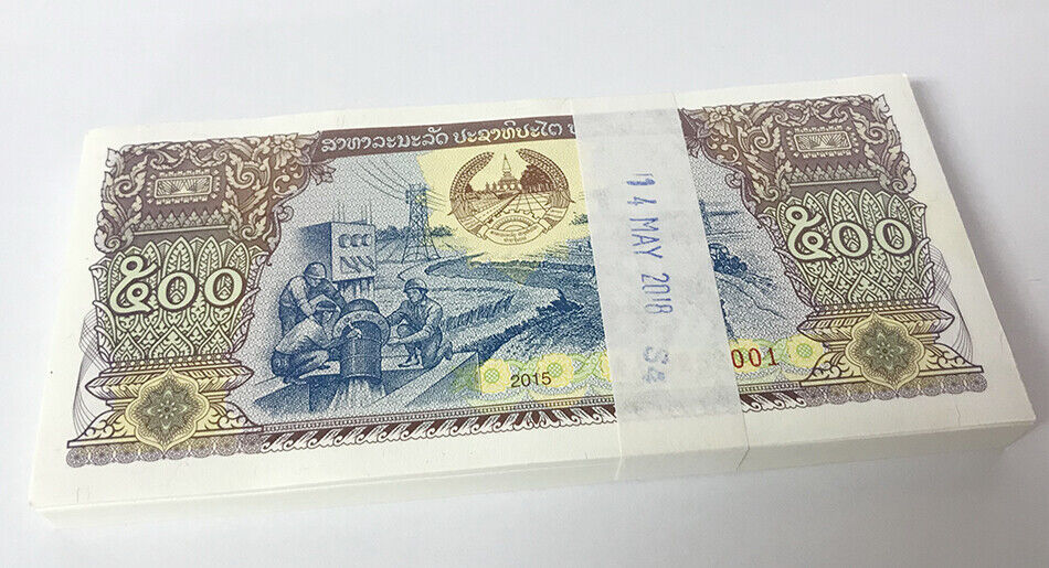Laos 500 Kip 2015 P 31 UNC LOT 100 PCS 1 Bundle