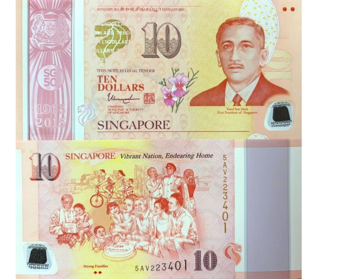 Singapore 10 Dollars ND 2015 P 58 b Polymer Commemorative Strong Families UNC