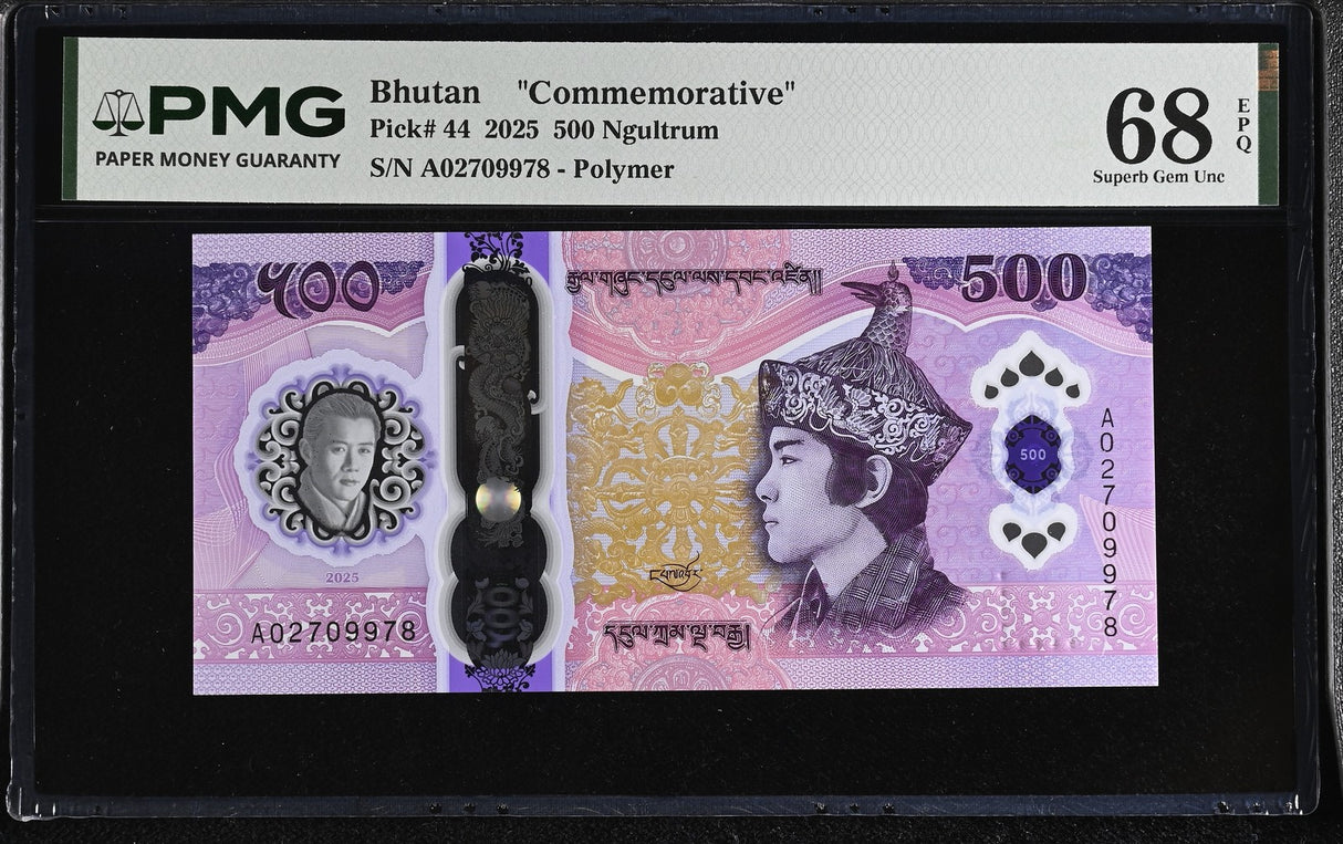 Bhutan 500 Ngultrum 2025 P 44 Commemorative Superb Gem UNC PMG 68 EPQ