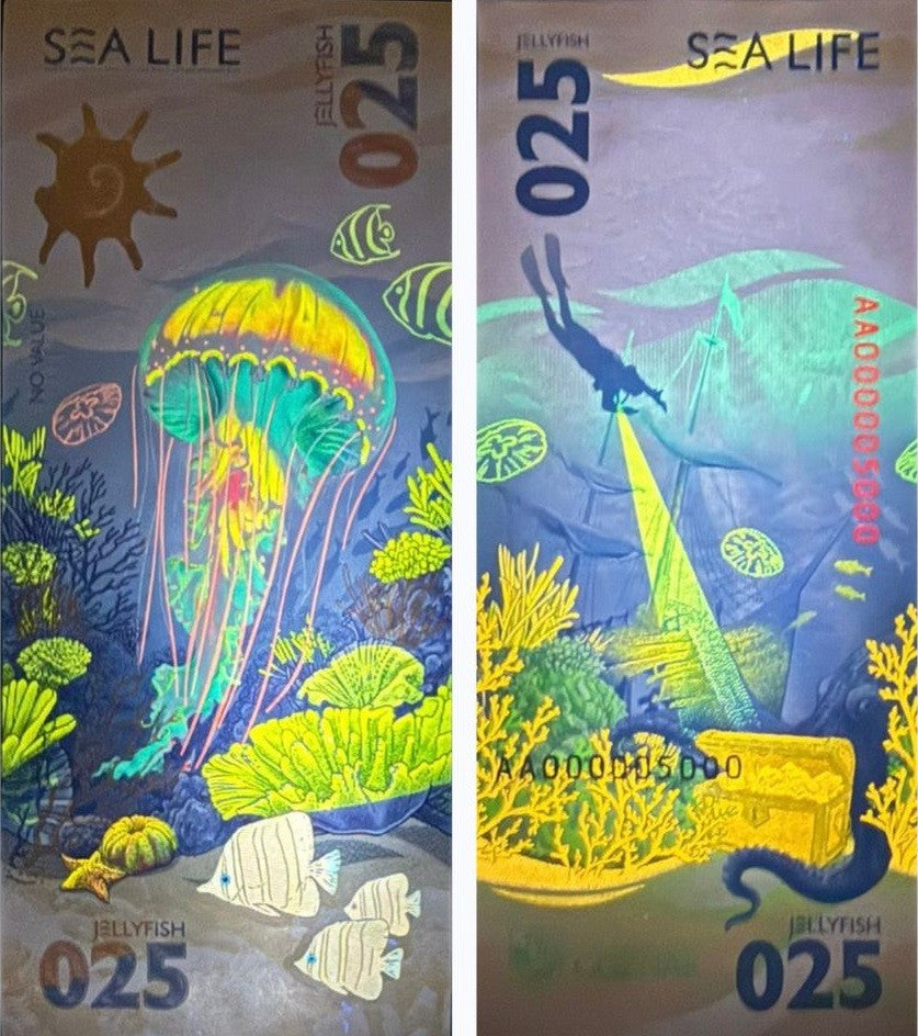 Test Note 025 Jellyfish Russia Goznak 2025 SEA LIFE NEW LOT 3 UNC