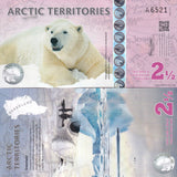 Arctic Territories 2.5 Dollars 2013 Polymer UNC , Polar BEARS