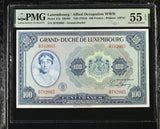 LUXEMBOURG 100 FRANCS ND 1944 P 47 a About UNC PMG 55 EPQ