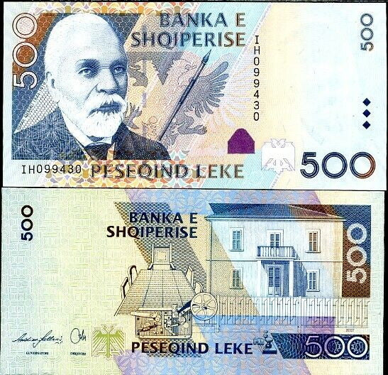 Albania 500 Leke 2007 (2008) P 72 UNC ,Banka e Shqiperise, Ismail Qemali