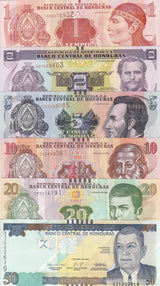 Honduras Set 6 UNC 1-50 Lempiras 2022-2024 P 96 97 98 99 - 104 New Dates