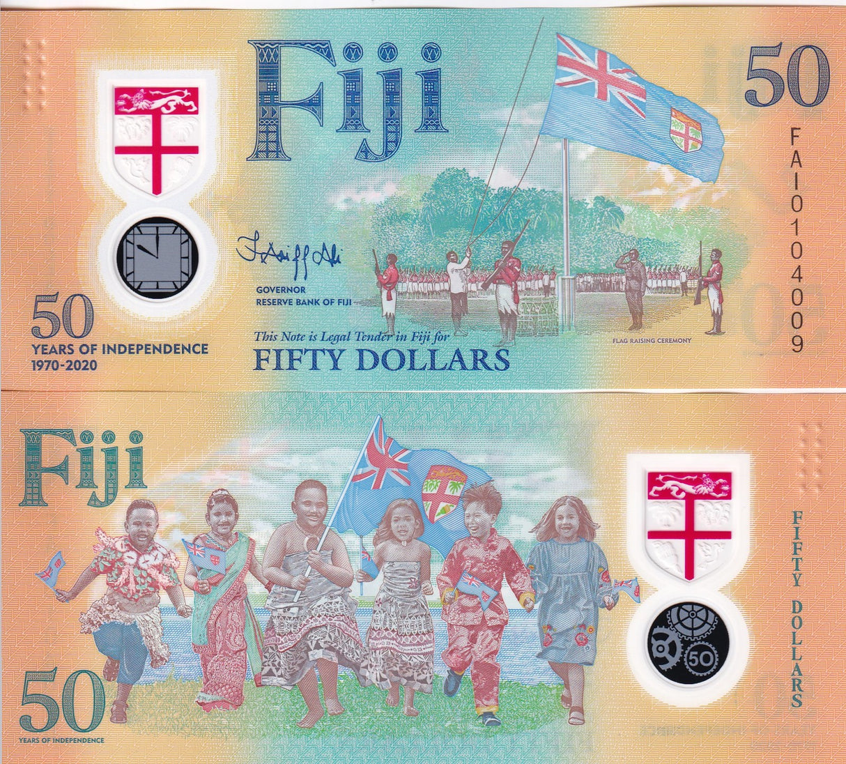 Fiji 50 Dollars ND 2020 Independence 50th P 121 Polymer UNC