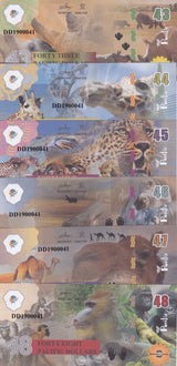 Pacific Ocean set 6, 43 44 45 46 47 48 Dollars 2019 Fantasy Rhino Camel Monkey