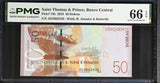 Saint Thomas & Prince 50 Dobras 2024 P 73 b Gem UNC PMG 66 EPQ