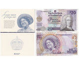 Scotland 20 Pound 2000 P 361 Commemorative 100th Queen Mother UNC W/Folder