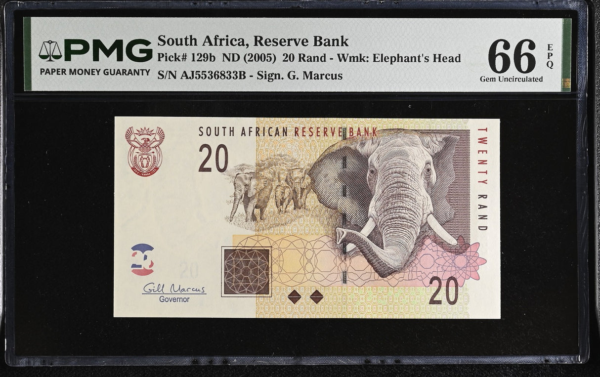 South Africa 20 Rand ND 2005 P 129 b Gem UNC PMG 66 EPQ