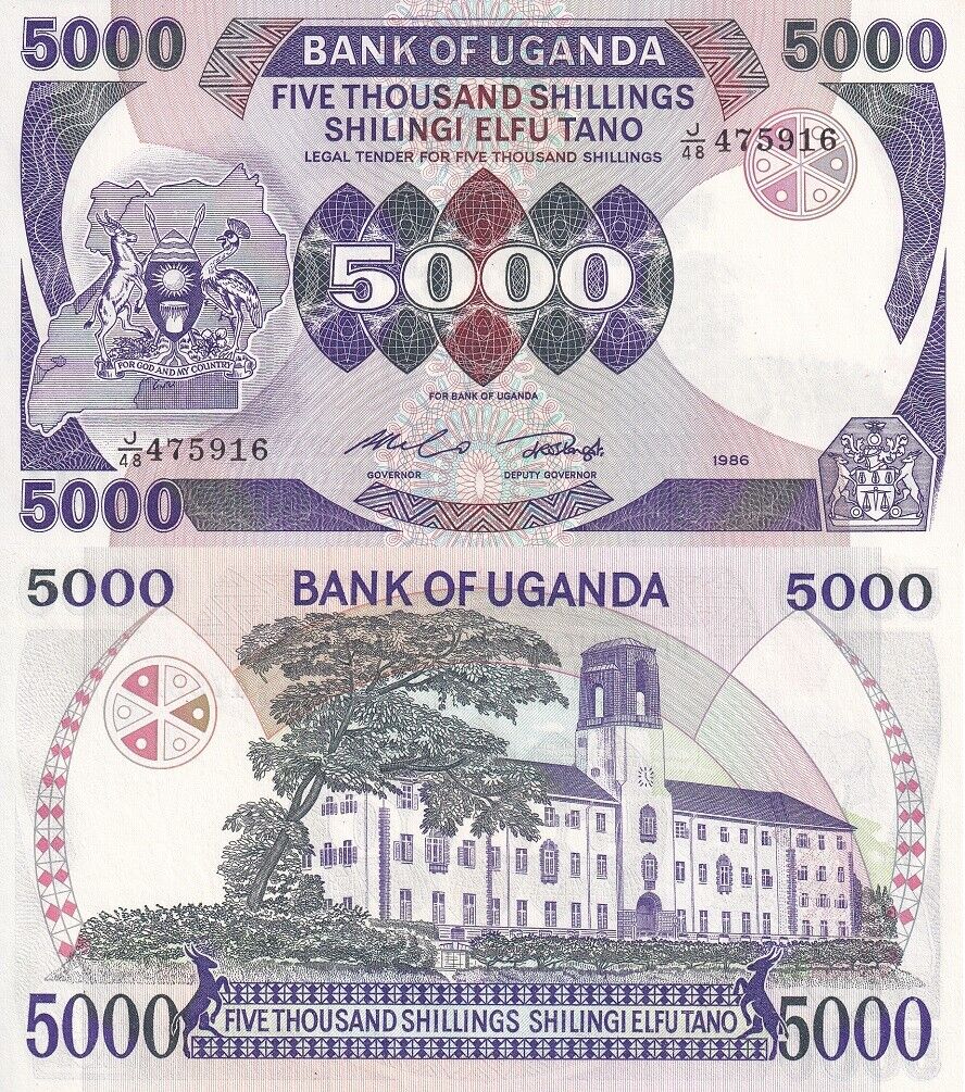 Uganda 5000 Shillings 1986 P 24 b UNC