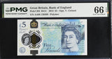 Great Britain 5 Pounds 2015 QE II Polymer P 394 Prefix AA Gem UNC PMG 66 EPQ