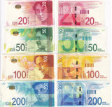 Israel SET 4 UNC 20 50 100 200 New Shekels 2020-2022 P 65 66 67 68