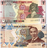 Sierra Leone Set 2 Pcs 1 2 Leones 2022 P 34 35 UNC