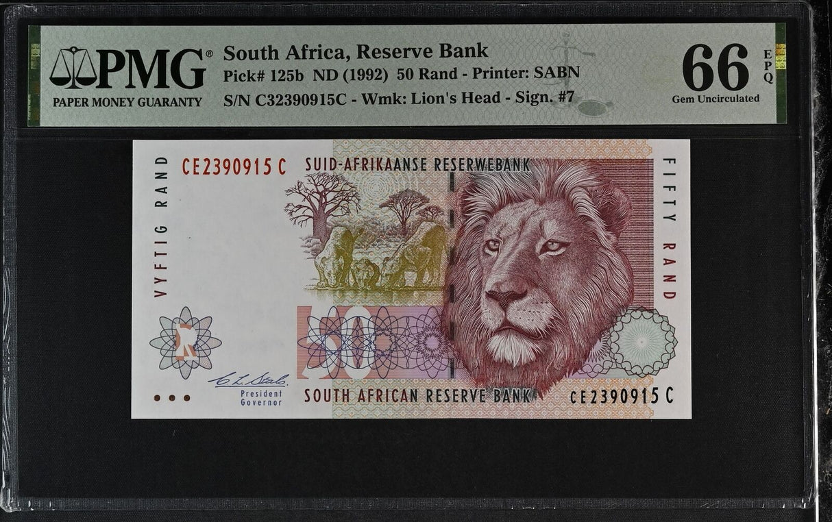 South Africa 50 Rand ND 1992 P 125 b GEM UNC PMG 66 EPQ
