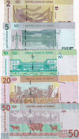Sudan SET 5 UNC 2 5 10 20 50 Pounds 2011-2017 P 71 72 73 74 75