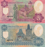 Czech Bohemia Set 2 PCS 5 10 Korun 2020 Clear Window Polymer Fantasy