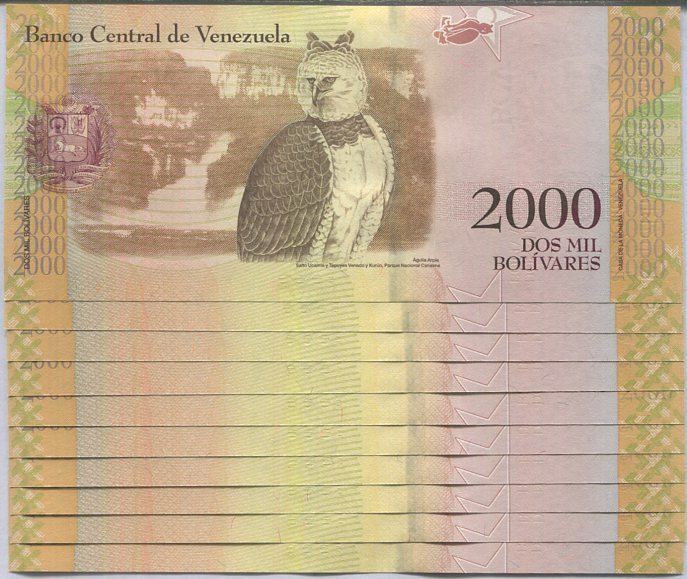 Venezuela 2000 Bolivares 2016 P 96 OWL UNC Lot 10 Pcs