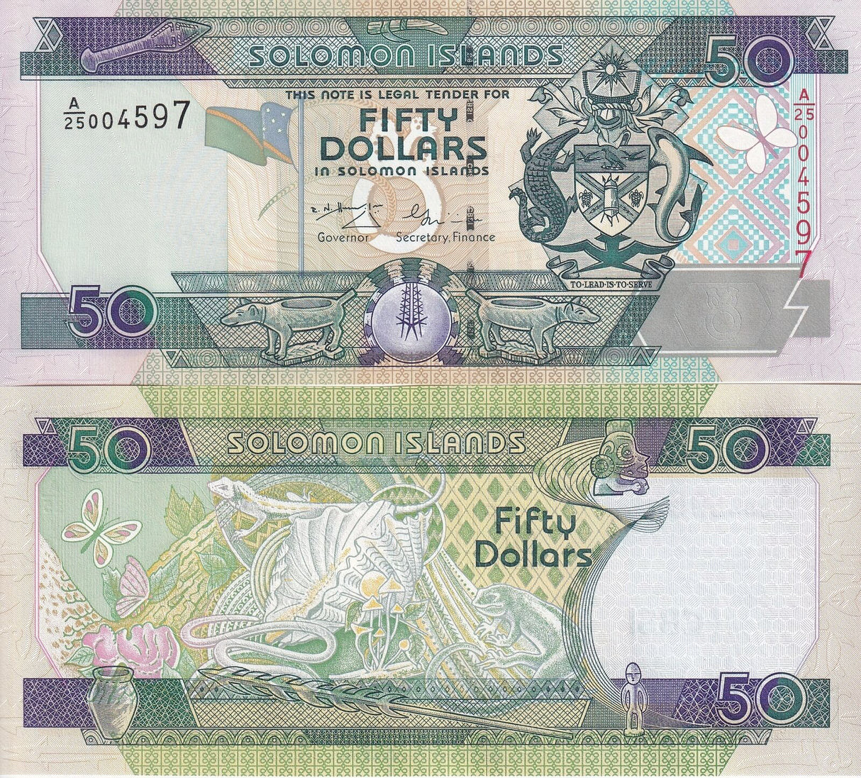 Solomon Islands 50 Dollars ND 2001 P 24 Random Prefix UNC