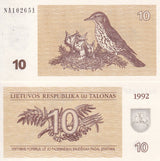Lithuania 10 Talonas 1992 P 40 UNC