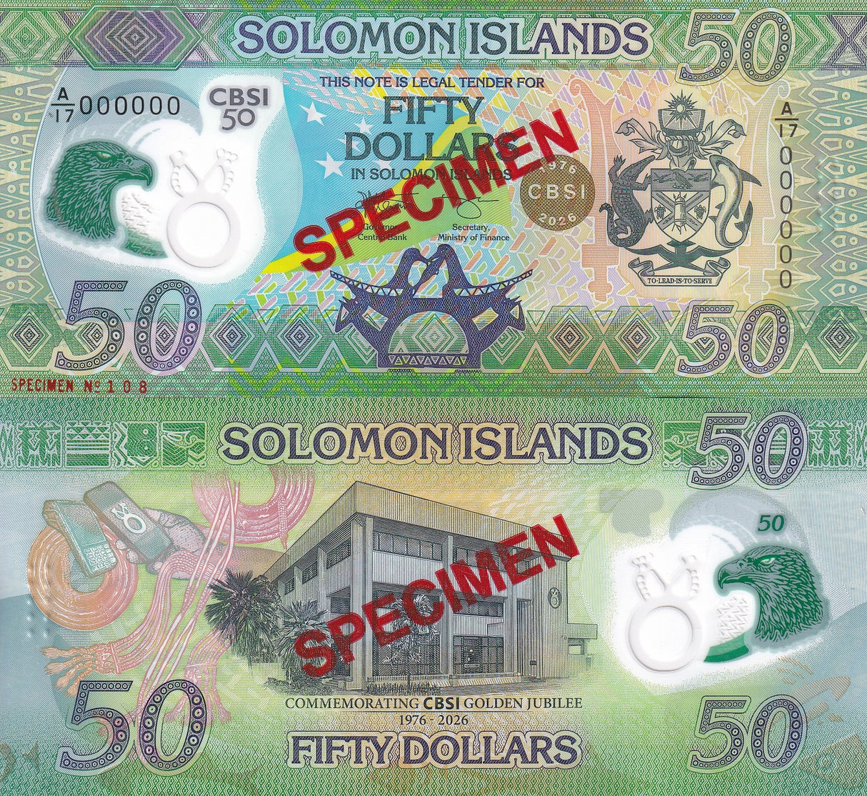 Solomon Islands 50 Dollars 2026 P New SPECIMEN POLYMER Commemorative UNC