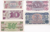Great Britain Armed Forces Set 5 UNC 1 5 5 10 50 Pound P M22 M23 M47 M48 M49