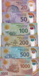 Mauritania Set 6 UNC 20 50 100 200 500 1000 Ouguiya 2017-2020 P 22 23 24-P 26