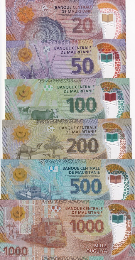 Mauritania Set 6 UNC 20 50 100 200 500 1000 Ouguiya 2017-2020 P 22 23 24-P 26