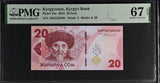 Kyrgyzstan 20 Som 2023 P 34 a Superb Gem UNC PMG 67 EPQ